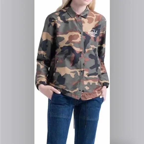 Herschel Supply Company Voyage Coach Camo Bomber Jacket Windbreaker Lightweight - Picture 1 of 12